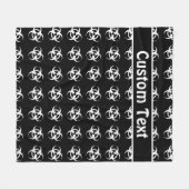 白黒生物学的災害［有害物質］警告の毛布(文字付き) フリースブランケット (正面(横))