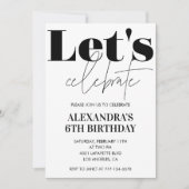 白黒生誕生会6回目のモダン招待 招待状 (正面)