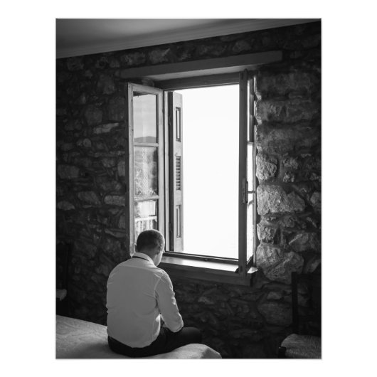 白黒男の写真 フォトプリント            (正面)