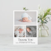 白黒男の赤ちゃんフォトグリッド誕生状態 サンキューカード (スタンド正面)