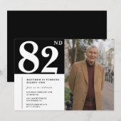 白黒男性の82歳の誕生日 招待状 (正面/裏面)