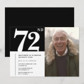 白黒男性72歳の誕生日 招待状 (正面/裏面)
