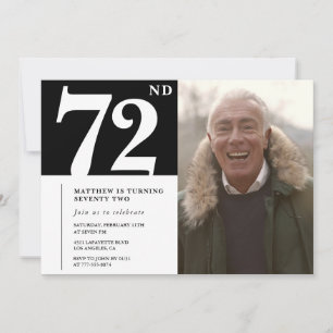 白黒男性72歳の誕生日 招待状
