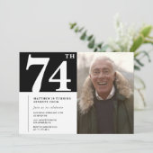 白黒男性74歳の誕生日 招待状 (スタンド正面)