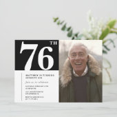 白黒男性76歳の誕生日 招待状 (スタンド正面)