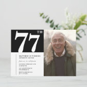 白黒男性77歳の誕生日 招待状 (スタンド正面)
