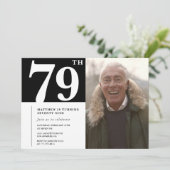 白黒男性79歳の誕生日 招待状 (スタンド正面)