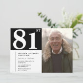 白黒男性81歳の誕生日 招待状 (スタンド正面)