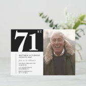 白黒男性 71歳の誕生日 招待状 (スタンド正面)