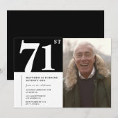 白黒男性 71歳の誕生日 招待状 (正面/裏面)