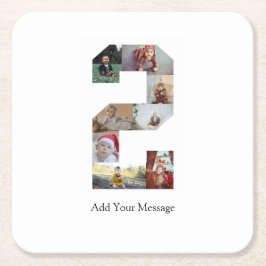 白黒番2フォトコラージュ スクエアペーパーコースター