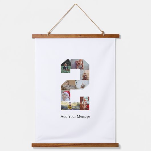 白黒番2フォトコラージュ 吊り下げ型タペストリー (正面)