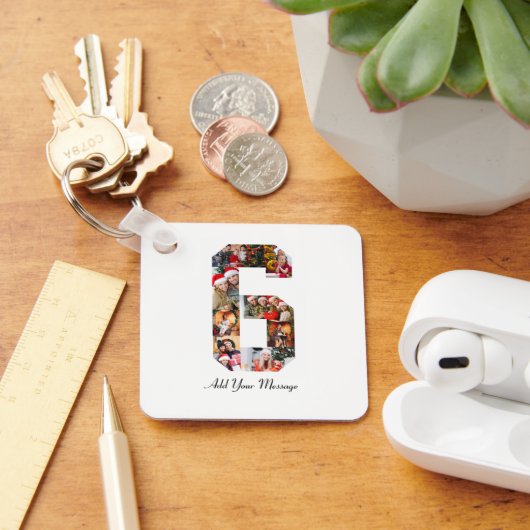 白黒番6号写真コラージュ キーホルダー (デスク)