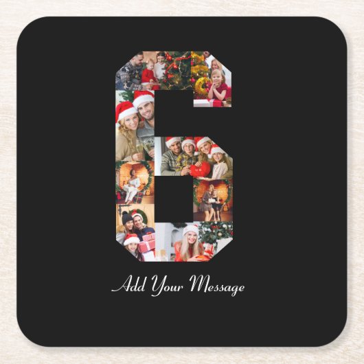 白黒番6号写真コラージュ スクエアペーパーコースター (正面)