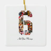 白黒番6号写真コラージュ セラミックオーナメント (正面)