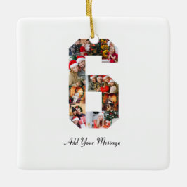 白黒番6号写真コラージュ セラミックオーナメント