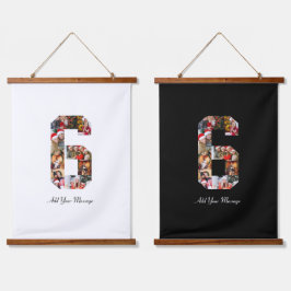 白黒番6号写真コラージュ 吊り下げ型タペストリー