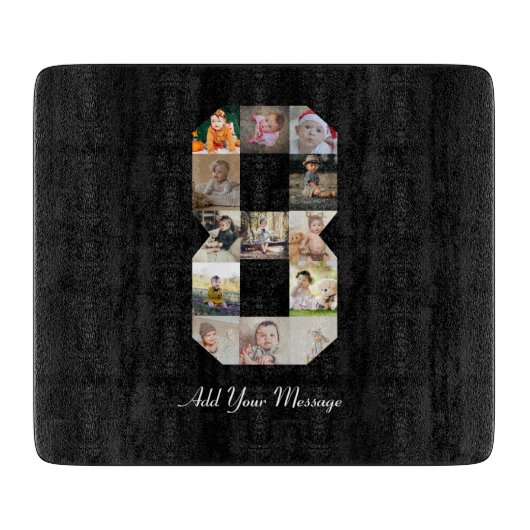 白黒番8号写真コラージュ カッティングボード (正面)