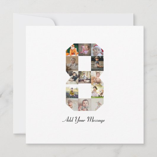 白黒番8号写真コラージュ カード (正面)