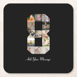 白黒番8号写真コラージュ スクエアペーパーコースター