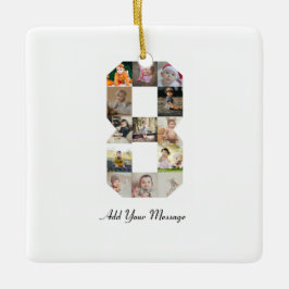 白黒番8号写真コラージュ セラミックオーナメント