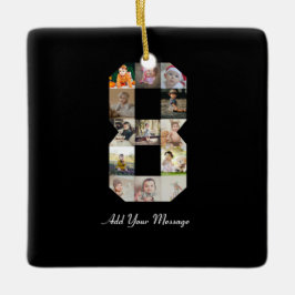 白黒番8号写真コラージュ セラミックオーナメント