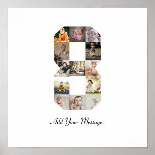 白黒番8号写真コラージュ ポスター