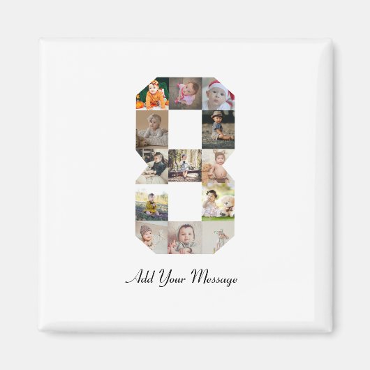 白黒番8号写真コラージュ マグネット (正面)