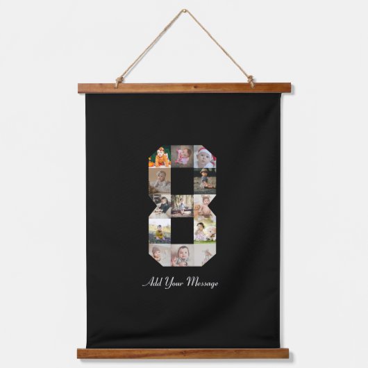 白黒番8号写真コラージュ 吊り下げ型タペストリー (正面)