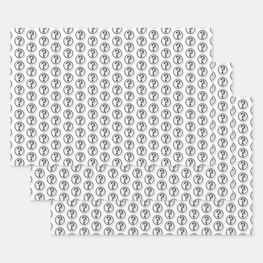 白黒疑問符パターン3D ラッピングペーパーシート (セット)
