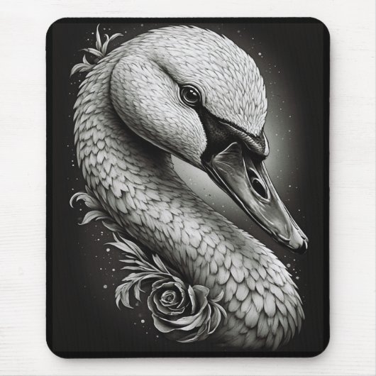 白黒白鳥マウスパッド マウスパッド (正面)
