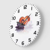 白黒白鳥 ラージ壁時計 (傾斜)