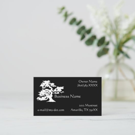 白黒盆栽のシルエットの名刺 名刺 (スタンド正面)