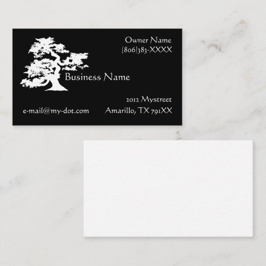 白黒盆栽のシルエットの名刺 名刺 (正面/裏面)