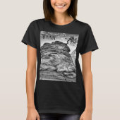 白黒盆栽ツリー風景写真 Tシャツ (正面)