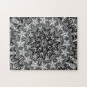 白黒目まぐるしく幾何学的な曼荼羅 ジグソーパズル (横)