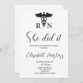 白黒看護卒業式パーティー 招待状 (正面/裏面)