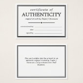 白黒真正性証明書 (正面&裏面)