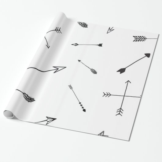 白黒矢のギフト用包装紙 ラッピングペーパー (アンロールド)