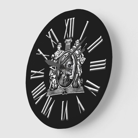 白黒知識の時計 ラージ壁時計 (傾斜)