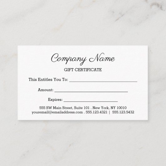 白黒矩形フレームのギフト 割引カード (裏面)