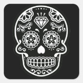 白黒砂糖のスカルのダイヤモンド スクエアシール (正面)