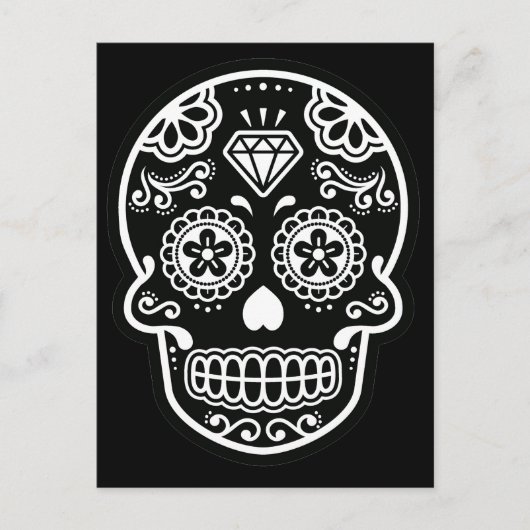 白黒砂糖スカルダイヤモンドポストカード ポストカード (正面)
