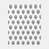 白黒砂糖スカルメキシカンフィエスタモダン フリースブランケット (正面)