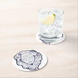 白黒砂糖スカル ラウンドペーパーコースター