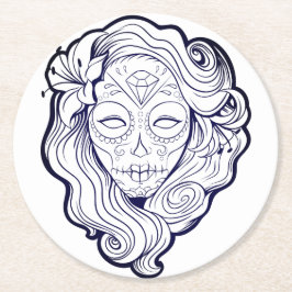 白黒砂糖スカル ラウンドペーパーコースター