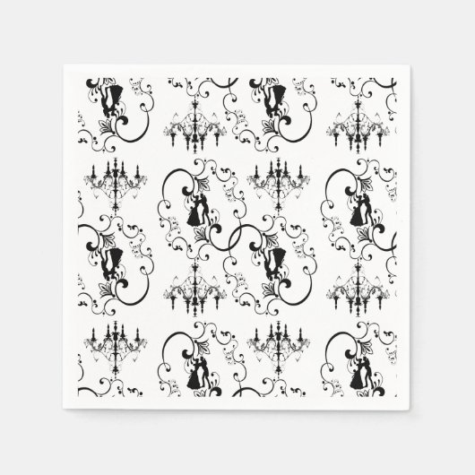 白黒社交ダンス舞踏家シャンデリア スタンダードカクテルナプキン (正面)