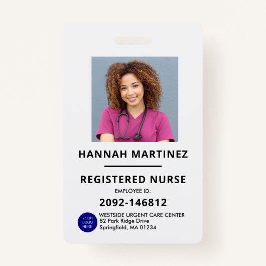 白黒社員写真ID病院 バッジ (正面)