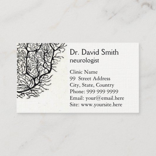 白黒神経科医ビジネスカードとニューロン 名刺 (裏面)