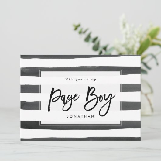 白黒私のページの男の子の提案カードです サンキューカード (スタンド正面)